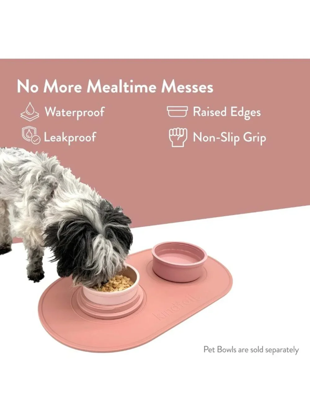 Waterproof Pet Food Mat - Silicone Feeding Placemat for Dogs & Cats, Non-Slip